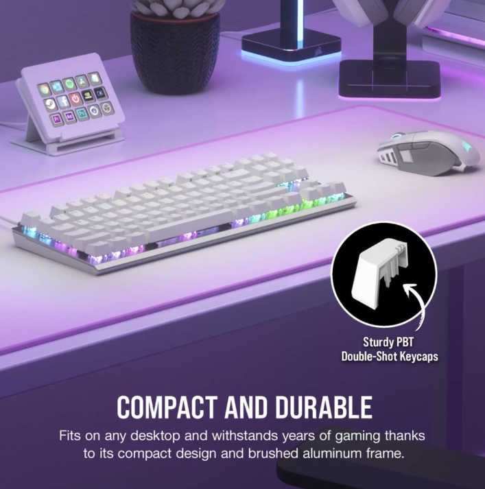 Corsair K60 PRO TKL RGB Tenkeyless Optical-Mechanical Gaming Keyboard ( BLACK / WHITE )