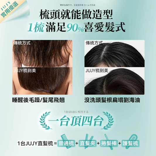 JUJY PlasmaCare護髮雙效等離子充插兩用速熱防燙百變造型無線直髮梳 (GaN快充版) JUJY PlasmaCare護髮雙效等離子充插兩用速熱防燙百變造型無線直髮梳 (GaN快充版)