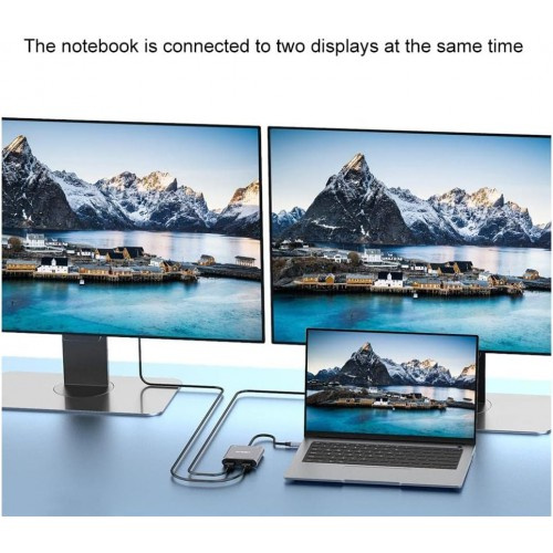 Onten Type-C (USB-C) to Dual HDMI 4K@60Hz Adapter with PD 3.0 OTN-9175K