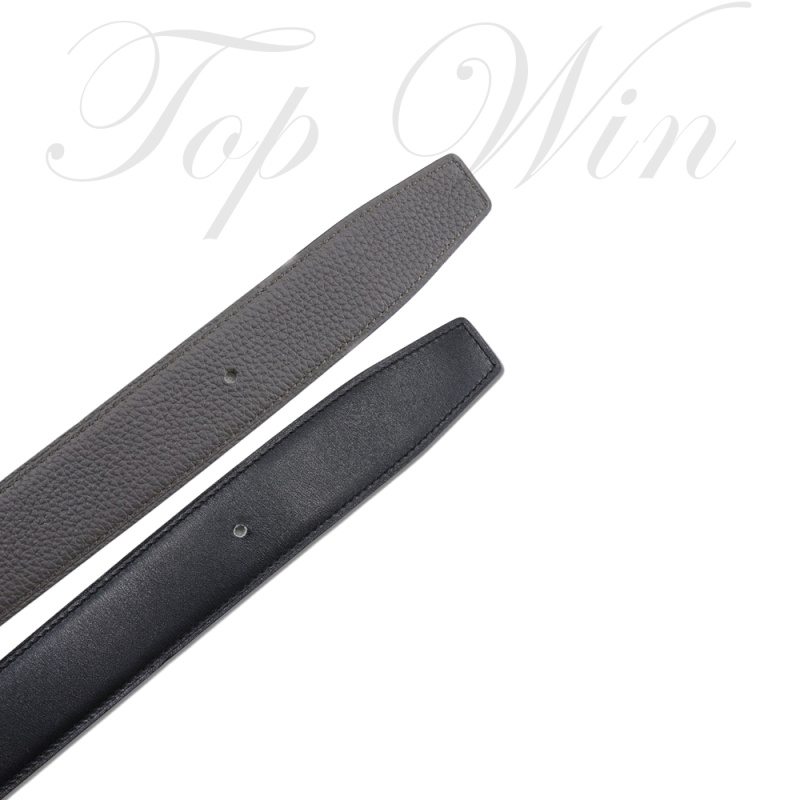 Hermes 愛馬仕 黑色/灰色荔枝紋 皮帶 皮革 120CM 32MM  平行進口