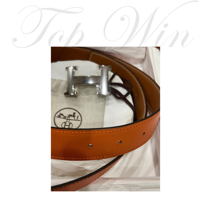 Hermes 愛馬仕 黑色/棕色 皮帶 皮革 100CM 32MM  平行進口