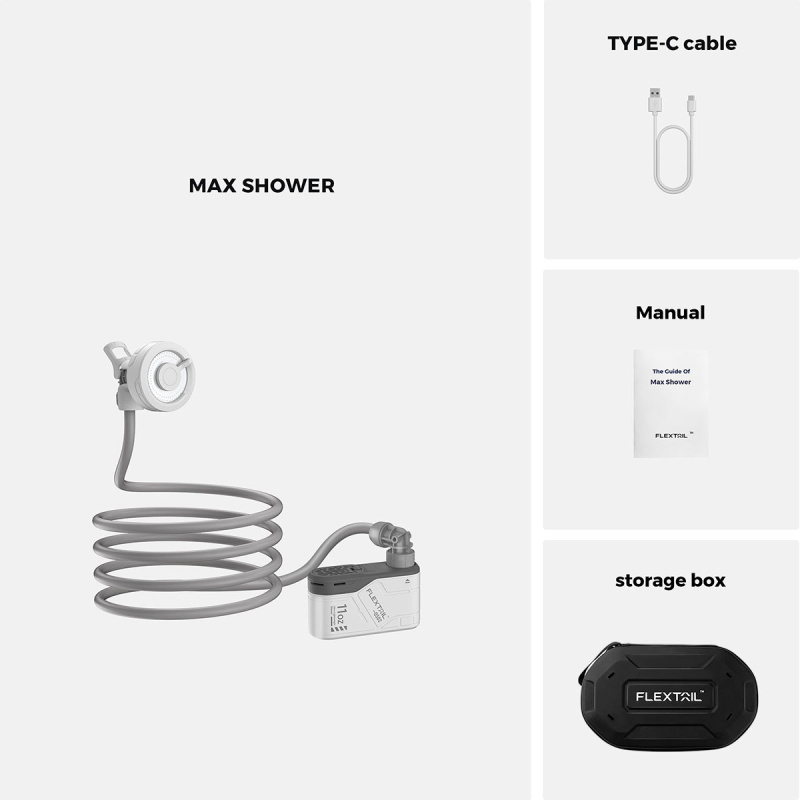 FLEXTAIL MAX SHOWER Ultralight Rechargeable Instant Outdoor Shower - White 超輕量可充電戶外即時淋浴器 白色 FLEXTAIL MAX SHOWER Ultralight Rechargeable Instant Outdoor Shower - White 超輕量可充電戶外即時淋浴器 白色