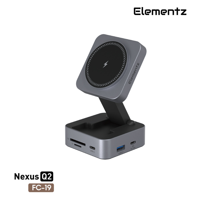 Elementz Nexus Q2 USB-C 10 in 1 Hub With Wireless Charger 10合1多功能無線磁吸充電座及擴展器 FC-19