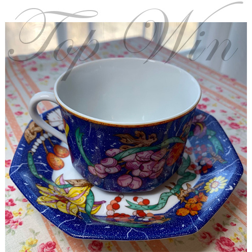 HERMES Porcelain 2 Set Cup and Saucer "Marqueterie De Pierres d'Orie &nbsp;平行進口