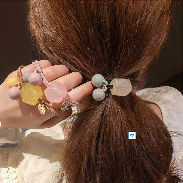 韓國JK可愛少女糖果色時尚簡約發繩糖皮筋頭飾(5件）