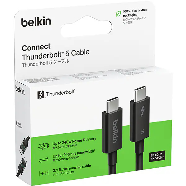 Belkin Connect Thunderbolt 5 數據線 (240W / 80Gbps / 1m) [INZ005qc1M]