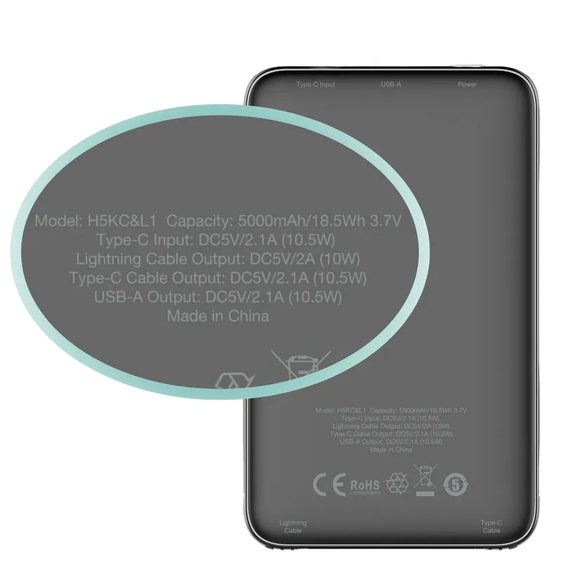 Hedonic 5000mAh (18.5 Wh) 輕巧充電池 連Lightning & USB-C 嵌入式充電線 ( 81057 黑色 / 81058 白色 ) Hedonic 5000mAh (18.5 Wh) 輕巧充電池 連Lightning & USB-C 嵌入式充電線 ( 81057 黑色 / 81058 白色 )