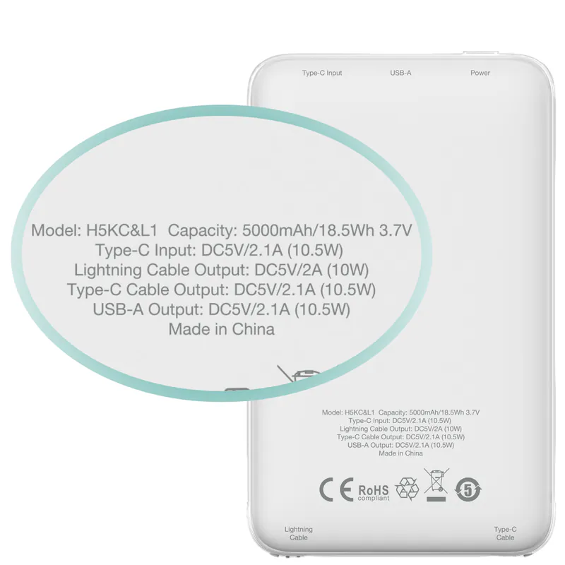 Hedonic 5000mAh (18.5 Wh) 輕巧充電池 連Lightning & USB-C 嵌入式充電線 ( 81057 黑色 / 81058 白色 ) Hedonic 5000mAh (18.5 Wh) 輕巧充電池 連Lightning & USB-C 嵌入式充電線 ( 81057 黑色 / 81058 白色 )