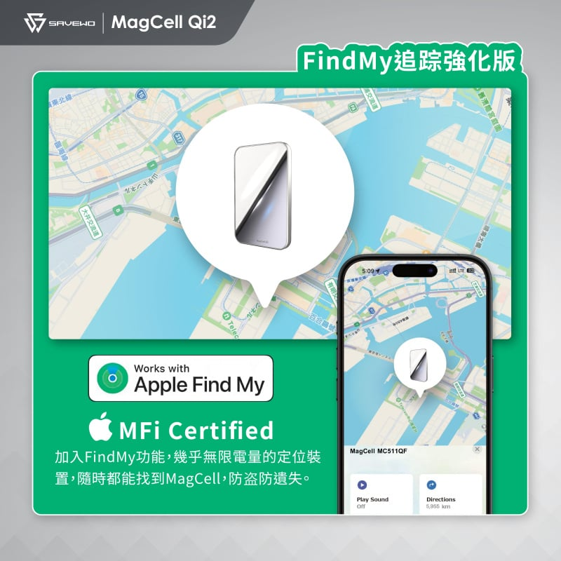 SAVEWO MagCell Qi2 MC511Q2 超薄磁吸式無線行動電源