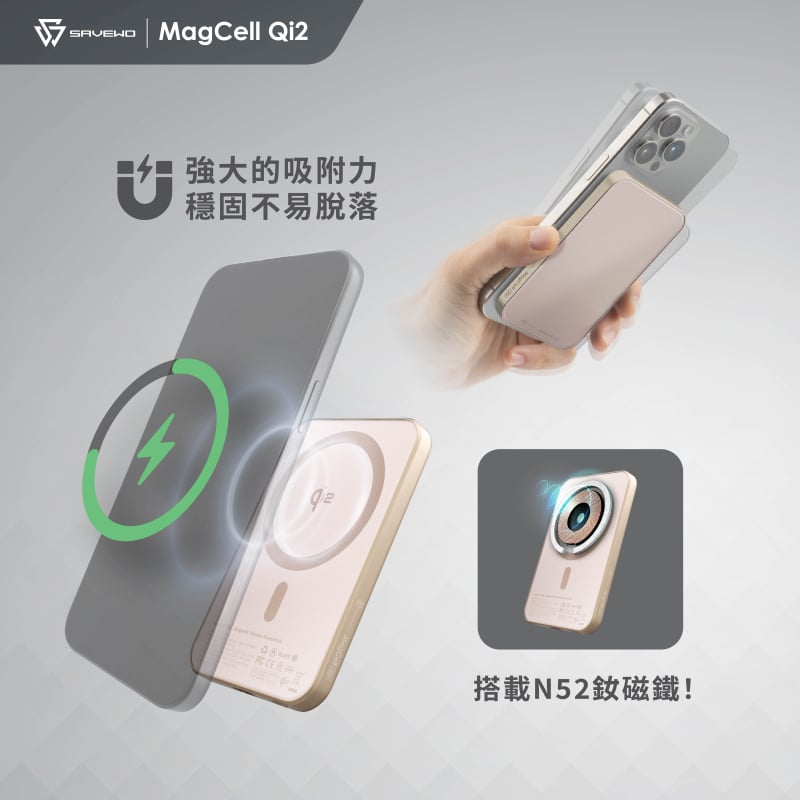 SAVEWO MagCell Qi2 MC511Q2 超薄磁吸式無線行動電源