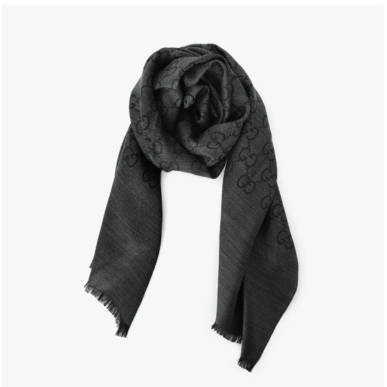 全新 GUCCI 古馳 圍巾 165904 3G646 1100 羊毛 深灰色
