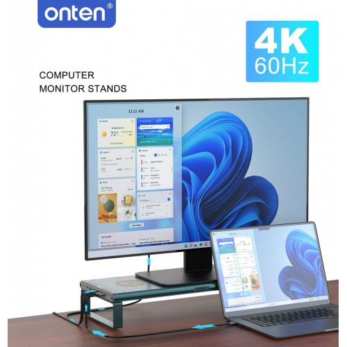 Onten USB-C Multifunctional Computer Monitor Stand Docking Stations 4K with wireless charging module OTN-95209
