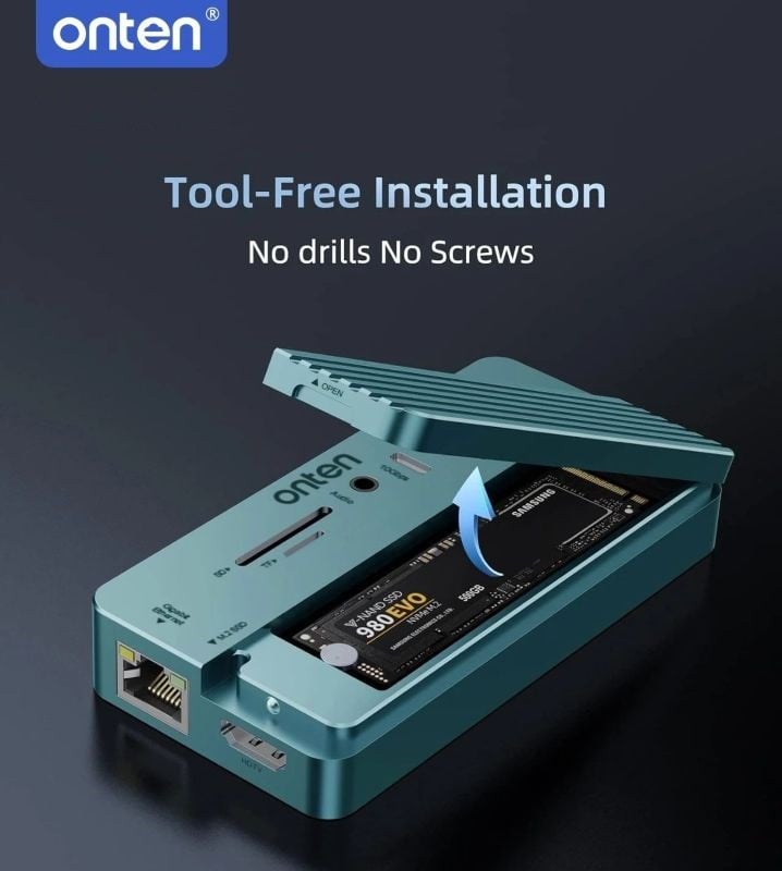 Onten 10 in 1 USB-C Hub with M.2 SATA and NVMe SSD Docking Station OTN-UC966