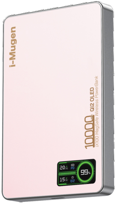 i-Mugen iX100 10000mAh PD3.0 + Qi2 OLED磁吸移動電源 ( CCC認證 )【香港行貨】