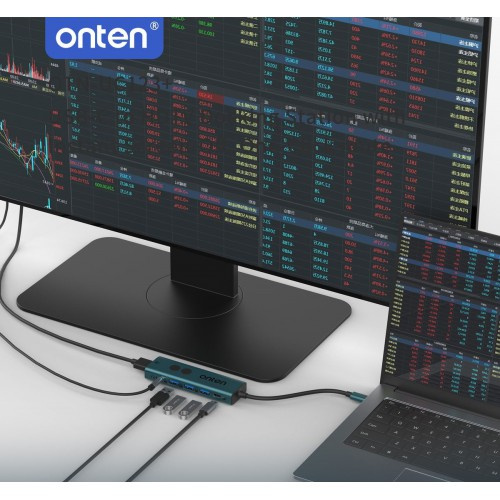 Onten TYPEC (USB-C) to HDMI Docking Station with Instant Screen-Off, One-Click mute OTN-UC123+