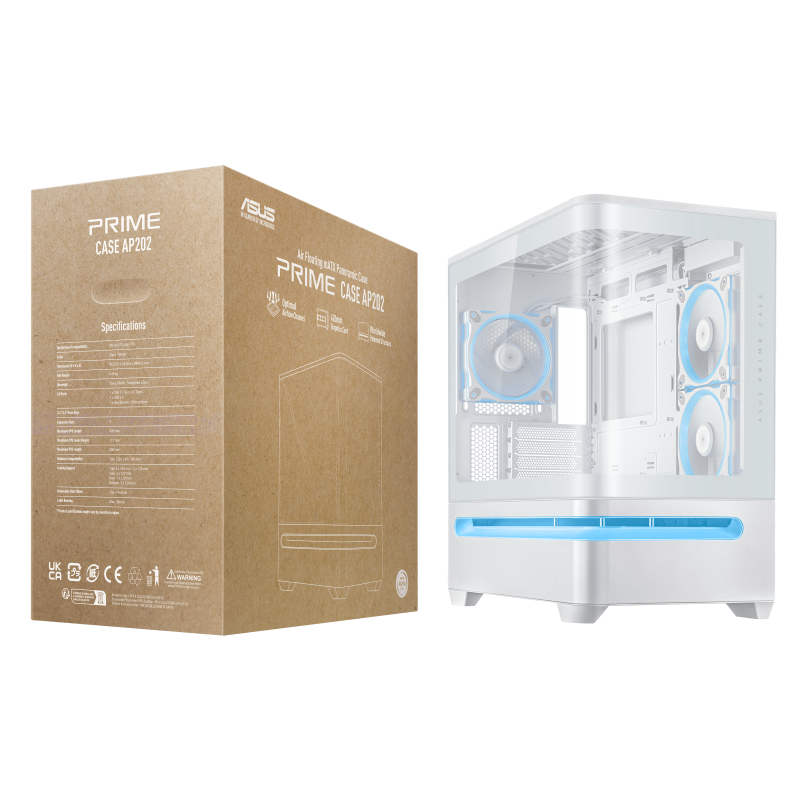 ASUS Prime AP202 ARGB Tempered Glass MicroATX ( BLACK / WHITE )