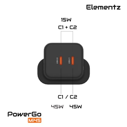 Elementz PowerGo Mi45 2C (氮化鎵) 迷你充電器 PD-Mi45
