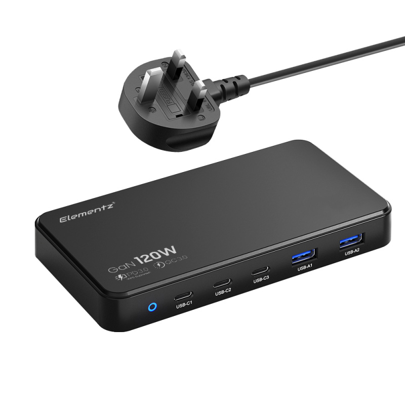 Elementz 3C2A 5 Ports 120W GaN PD 快速充電器 PD-120 GaN Elementz 3C2A 5 Ports 120W GaN PD 快速充電器 PD-120 GaN
