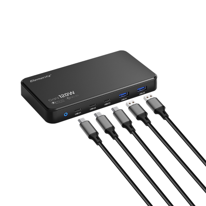 Elementz 3C2A 5 Ports 120W GaN PD 快速充電器 PD-120 GaN Elementz 3C2A 5 Ports 120W GaN PD 快速充電器 PD-120 GaN