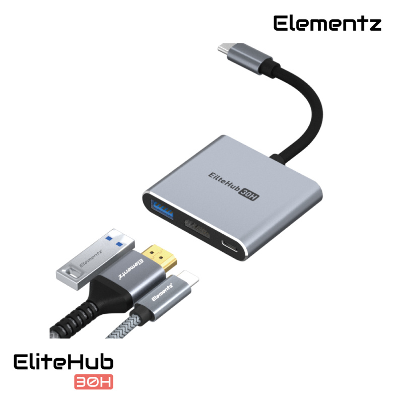 Elementz EliteHub 30H 3 in 1 USB-C Hub MF-30H