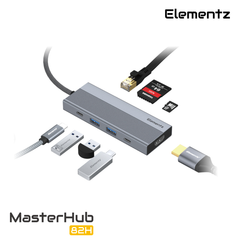 Elementz MasterHub 82H 8 in 1 USB-C Hub MF-82H