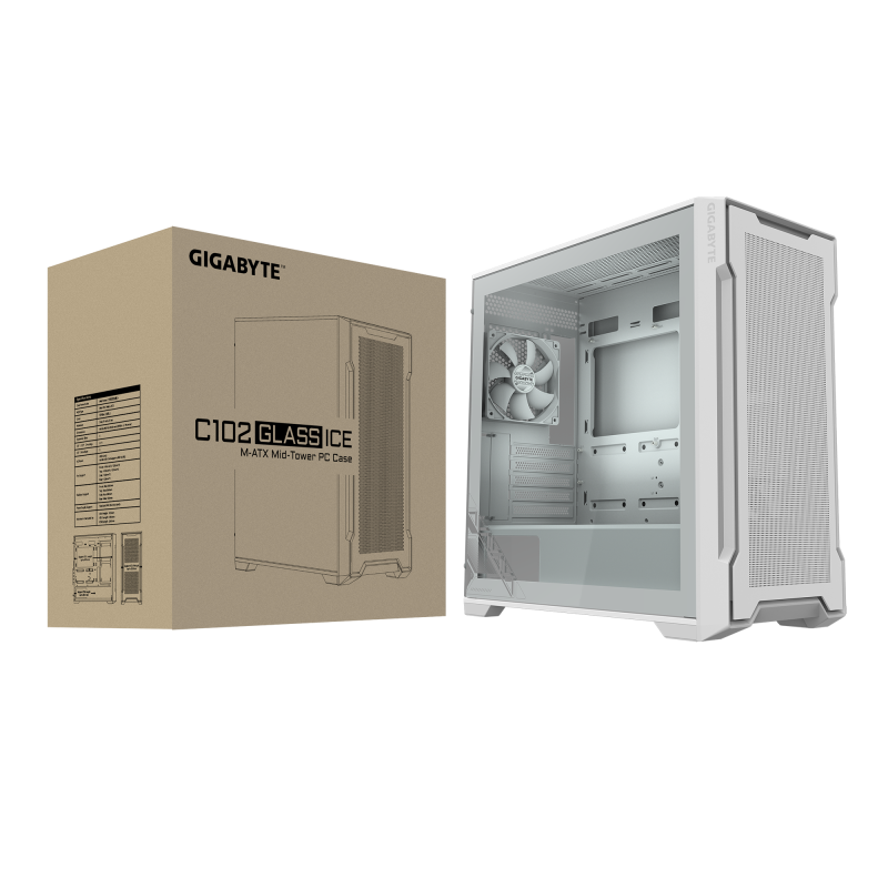 GIGABYTE C102 GLASS - MATX ( Black / White )
