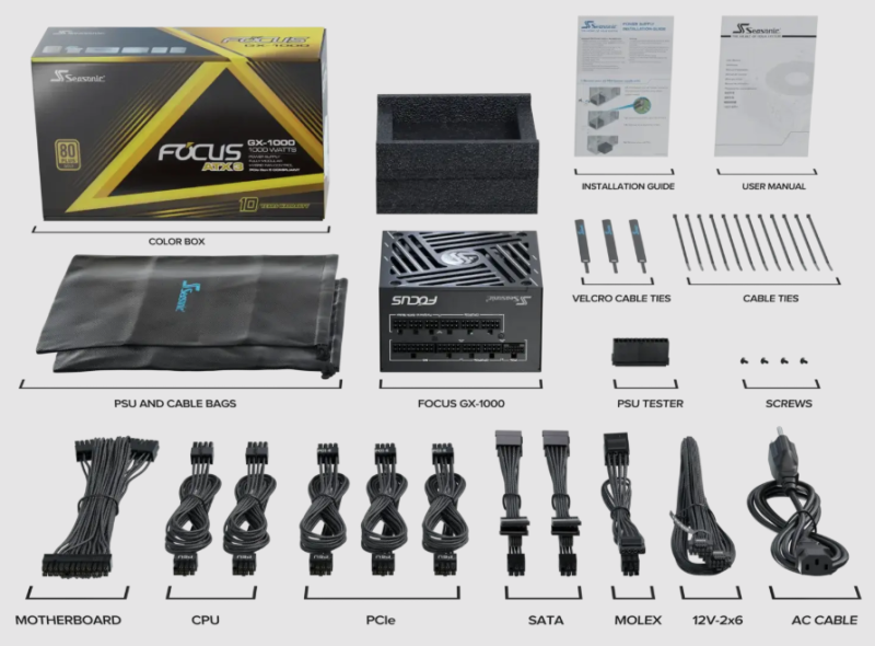 SEASONIC FOCUS GX1000 V4 1000W 80PLUS GOLD [PCI-E 5.1 ATX3.1] ( BLACK / WHITE )