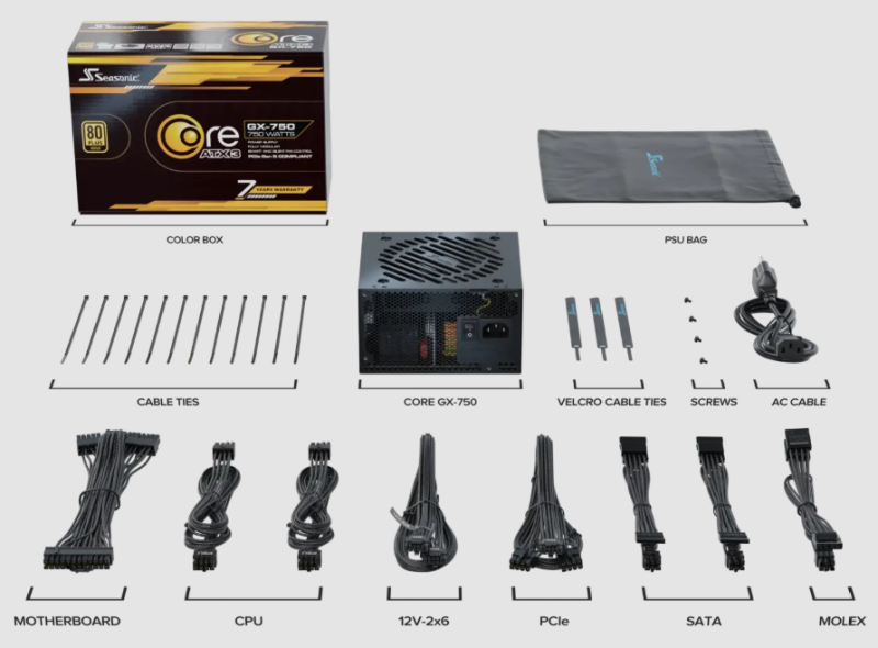 SEASONIC CORE V2 GX750 750W POWER SUPPLY [PCI-E 5.1 ATX3.1] ( BLACK / WHITE )