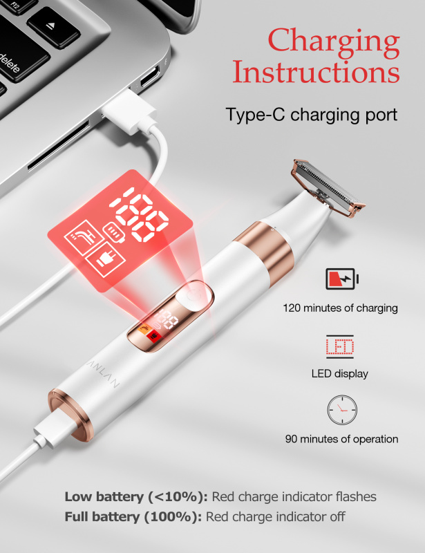 ANLAN 閃耀電動刮毛器 白色+玫瑰金通用 ATMQ42-02A