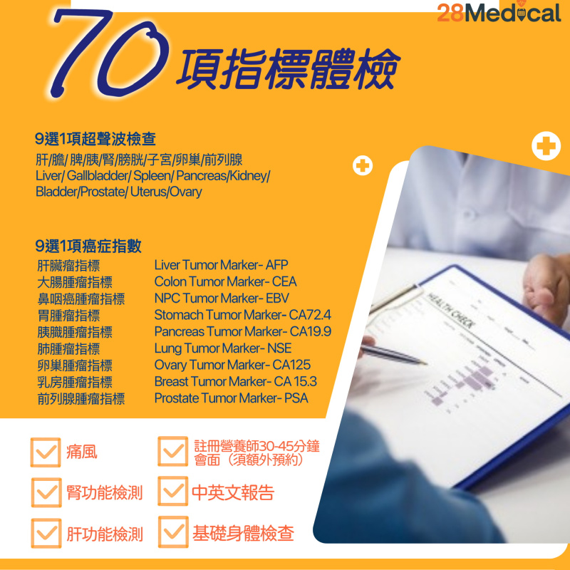 $4000身體檢查-全面70項指標體檢(9選1癌症指數+9選1超聲波檢查)(送3000禮券) $4000身體檢查-全面70項指標體檢(9選1癌症指數+9選1超聲波檢查)(送3000禮券)