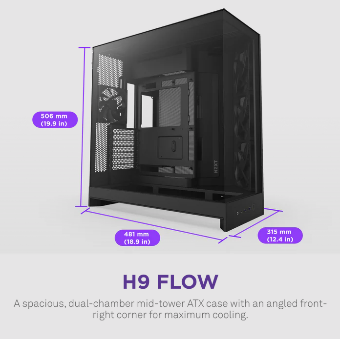 NZXT H9 Flow v2 Large Dual-Chamber Mid-Tower ATX Airflow Case ( Black / White ) NZXT H9 Flow v2 Large Dual-Chamber Mid-Tower ATX Airflow Case ( Black / White )