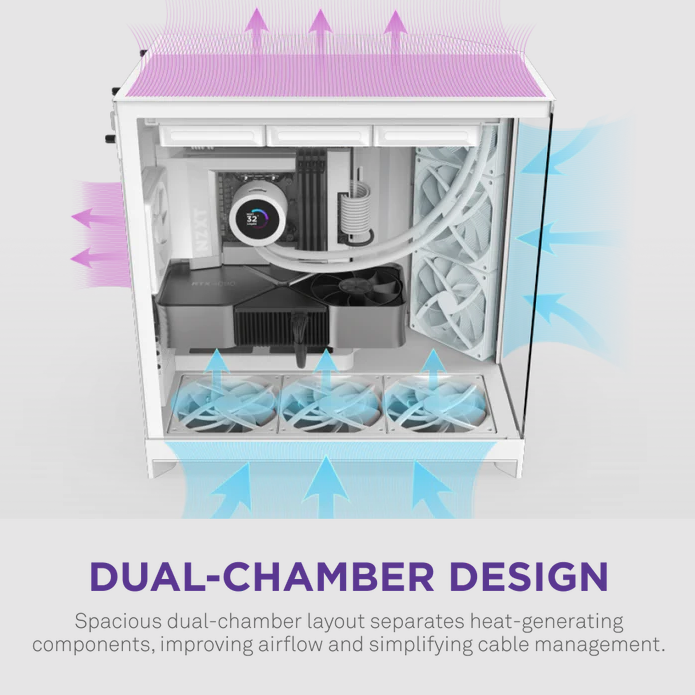 NZXT H9 Flow v2 Large Dual-Chamber Mid-Tower ATX Airflow Case ( Black / White ) NZXT H9 Flow v2 Large Dual-Chamber Mid-Tower ATX Airflow Case ( Black / White )