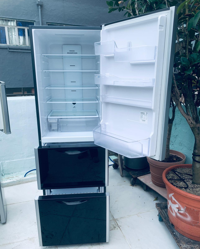 雪櫃 HITACHI 日立 R-SG38FPH (黑影玻璃面) JIS 容量 : 375公升 可自動制冰 多門雪櫃 二手電器 貨到付款 包送貨安裝