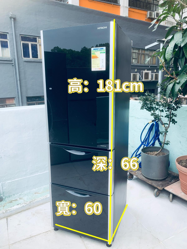 雪櫃 HITACHI 日立 R-SG38FPH (黑影玻璃面) JIS 容量 : 375公升 可自動制冰 多門雪櫃 二手電器 貨到付款 包送貨安裝