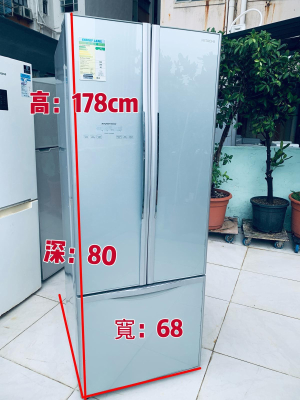 雪櫃 HITACHI 日立 R-WB480P2H (銀色玻璃色) JIS容量:405公升 多門式雪櫃 對門冰箱 二手電器 清倉大減價 最新款 貨到付款