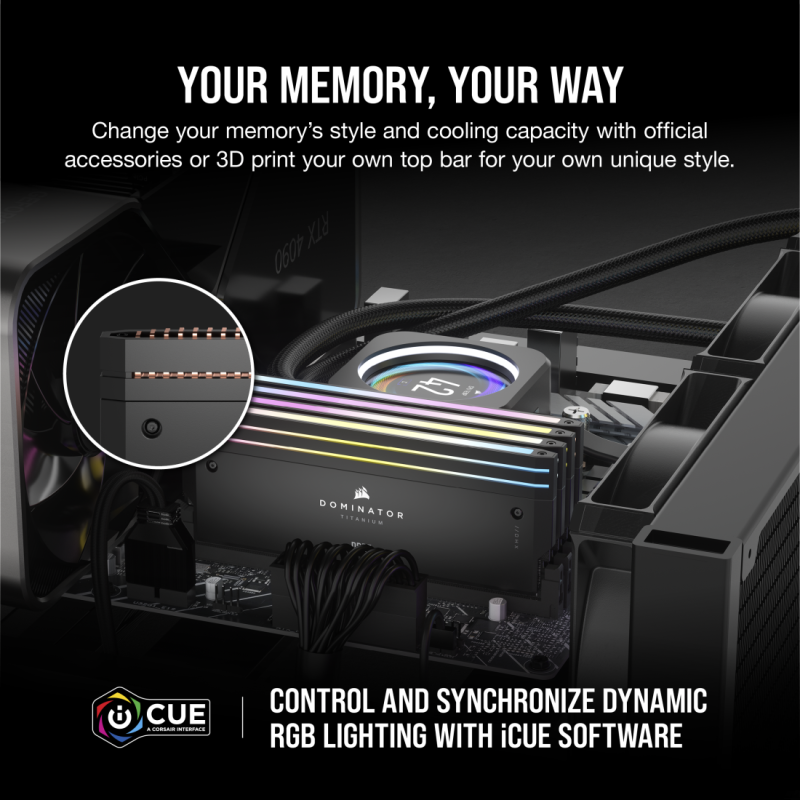 Corsair DOMINATOR® TITANIUM RGB 32GB (2x16GB) DDR5 DRAM 6000MT/s C30 AMD EXPO & Intel XMP  Memory Kit — Black / White ( CMP32GX5M2B6000Z30 / CMP32GX5M2B6000Z30W )