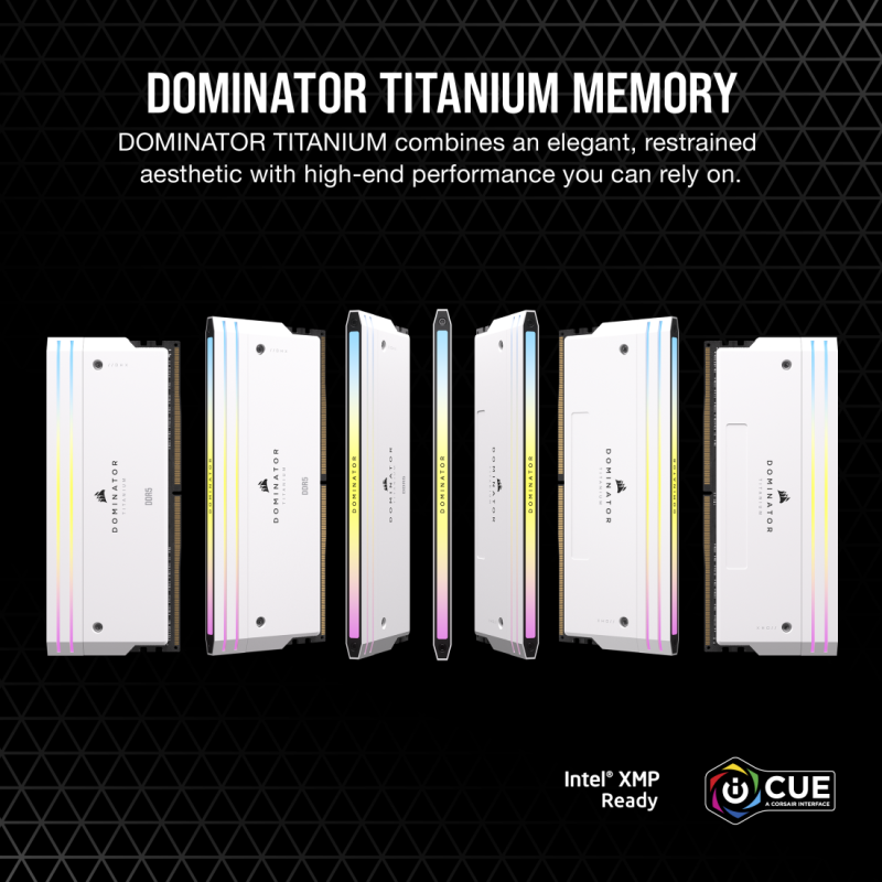 Corsair DOMINATOR® TITANIUM RGB 64GB (2x32GB) DDR5 DRAM 6000MT/s C30 AMD EXPO & Intel XMP  Memory Kit — Black / White ( CMP64GX5M2B6000Z30 / CMP64GX5M2B6000Z30W )