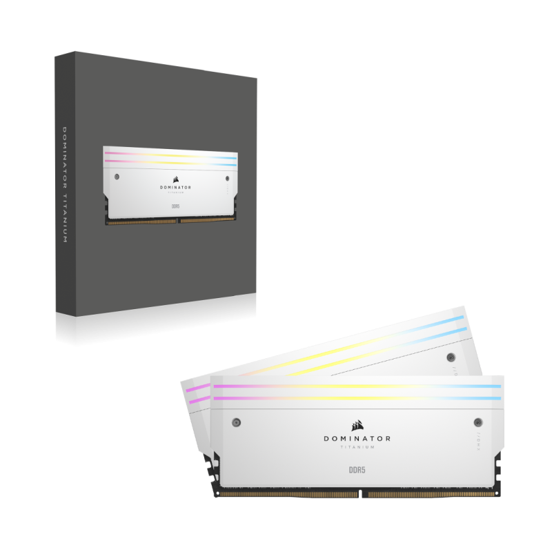 Corsair DOMINATOR® TITANIUM RGB 64GB (2x32GB) DDR5 DRAM 6000MT/s C30 AMD EXPO & Intel XMP  Memory Kit — Black / White ( CMP64GX5M2B6000Z30 / CMP64GX5M2B6000Z30W )