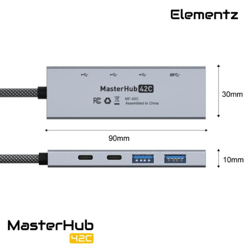 Elementz MasterHub 42C 4 in 1 USB-C /A Hub MF-42C