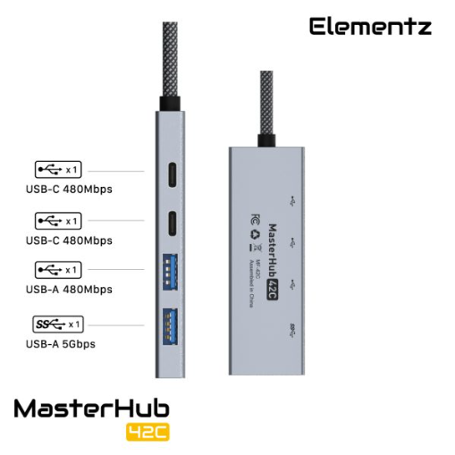 Elementz MasterHub 42C 4 in 1 USB-C /A Hub MF-42C