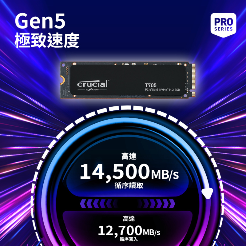 Crucial T705 ( 1TB - 4TB ) PCIe Gen5 M.2 2280 SSD - ( CT1000T705SSD3 / CT2000T705SSD3 / CT4000T705SSD3 )
