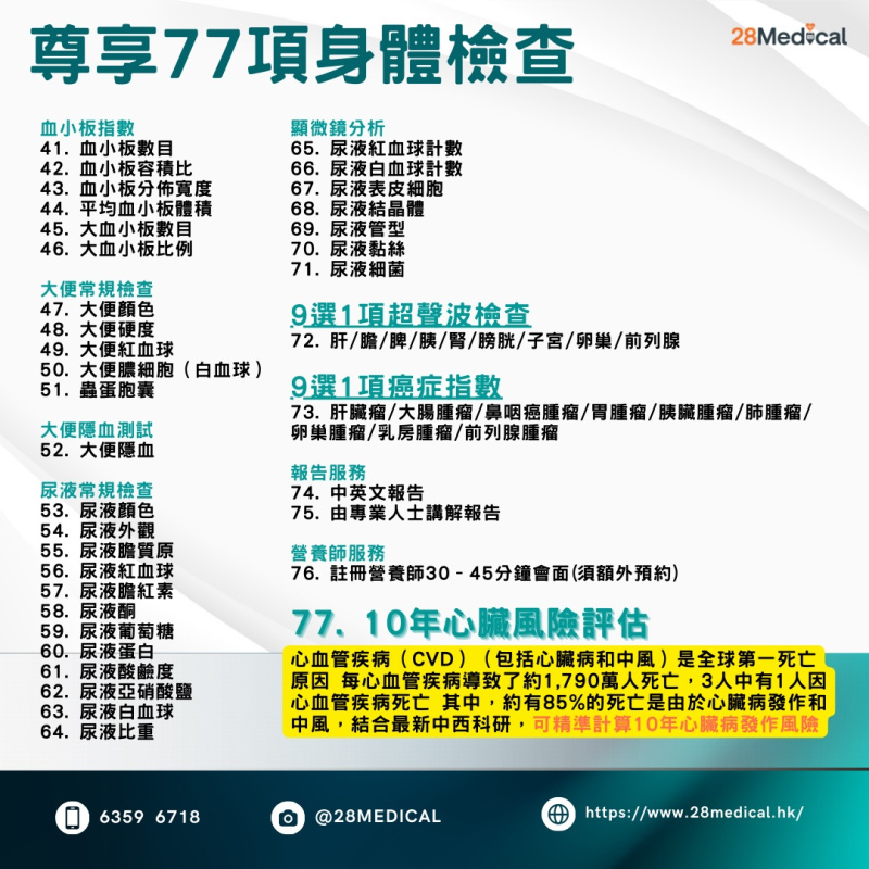 $6000尊享77項身體檢查-精準10年心臟風險評估-9選1超聲波+癌症指數-即送$4500自選禮券 #E+2