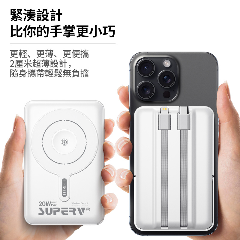 SUPERV CCC認證 可上機 4合1 LED顯示屏無線移動電源 F45
