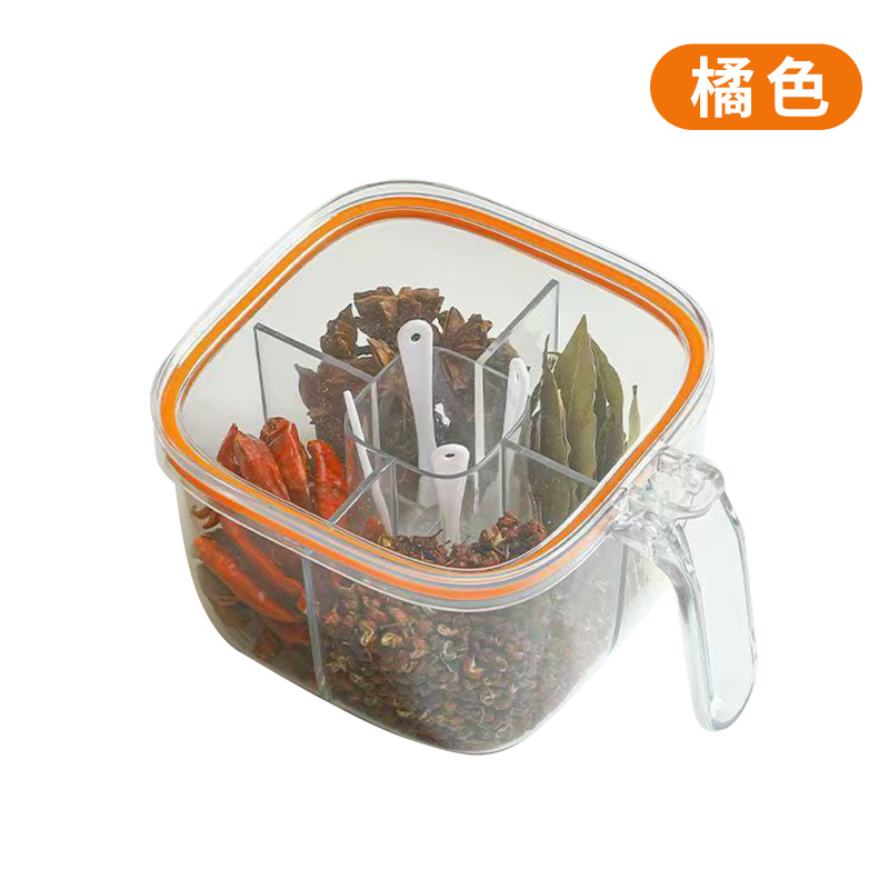 五合一密封調味罐｜料勺分離防串味｜單手按壓開蓋｜食品級材質