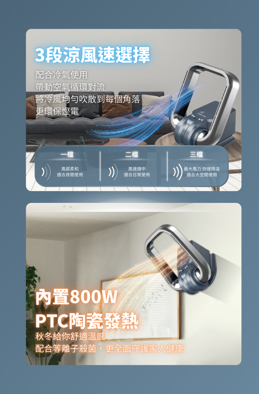 Power Living TPW-38 掛牆冷暖等離子3合1無葉風扇