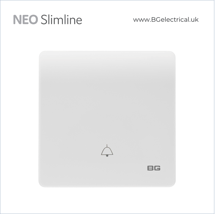 British General - BG Neo Slimline系列-無框門鈴 Edge To Edge 10A/10AX 單控1位 PCWH14E 白-香港代理