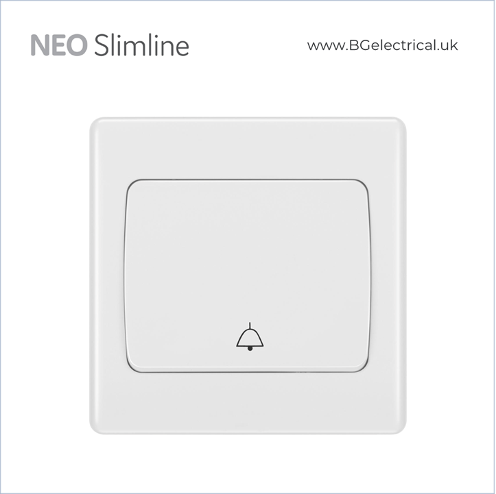 BRITISH GENERAL - BG Neo Slimline系列 無框門鈴 Edge To Edge  單控 1位 10A/10AX PCWH14W 白 香港代理