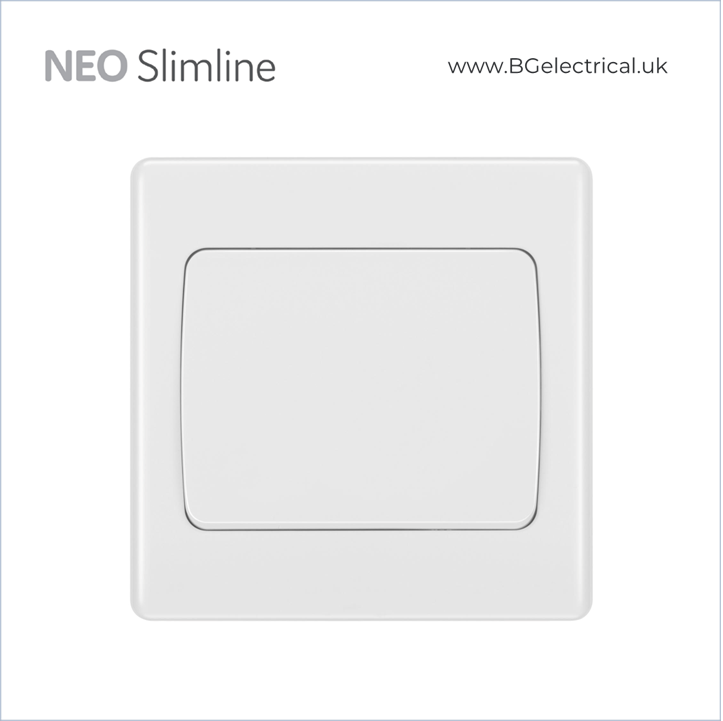 BRITISH GENERAL - BG Neo Slimline 大按燈掣 Wide Rocker 20A/16AX 雙控一位 PCWH12W 白 香港代理