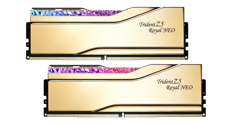 G.Skill DDR5 Trident Z5 Royal Neo Series 6000MHz 64GB Kit CL26 Gold (2x32GB) (F5-6000J2636H32GX2-TR5NG) G.Skill DDR5 Trident Z5 Royal Neo Series 6000MHz 64GB Kit CL26 Gold (2x32GB) (F5-6000J2636H32GX2-TR5NG)