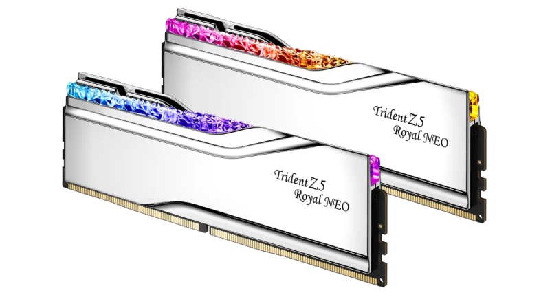 G.Skill DDR5 Trident Z5 Royal Neo Series 6000MHz 96GB Kit CL28 Silver (2x48GB) (F5-6000J2836F48GX2-TR5NS) G.Skill DDR5 Trident Z5 Royal Neo Series 6000MHz 96GB Kit CL28 Silver (2x48GB) (F5-6000J2836F48GX2-TR5NS)
